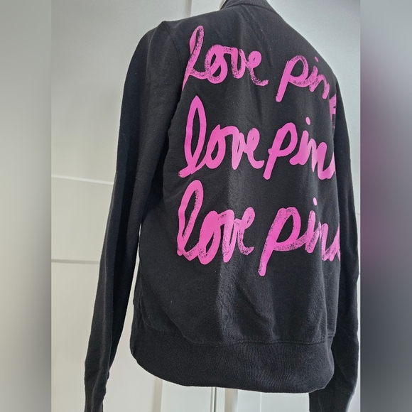 Victoria Secret PINK Black Quarter-Zip Pullover with Pink Logo - Picture 9 of 11